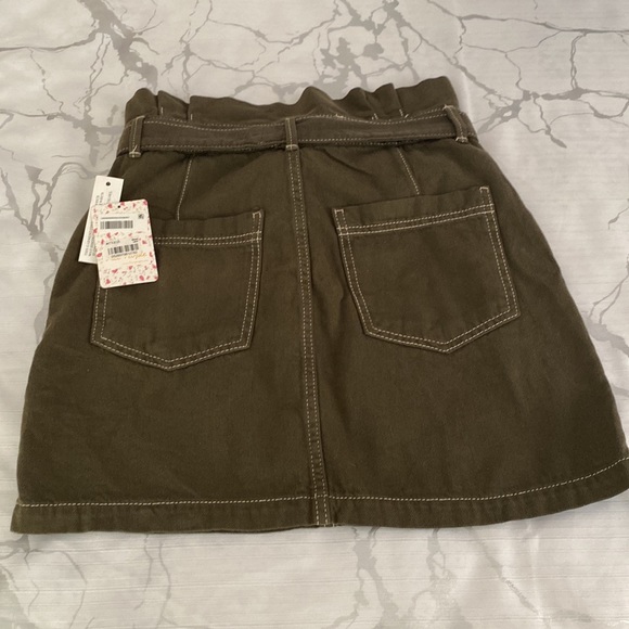 Free People Army Green High Waist Belted Mini Skirt NWT - Picture 6 of 11